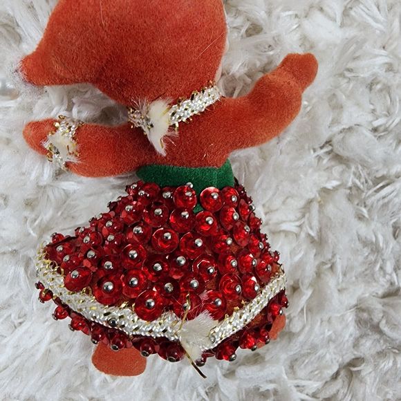 Vintage Mr & Ms Claus Christmas Tree Ornaments Beaded Sequin Felted Figures - Picture 5 of 12